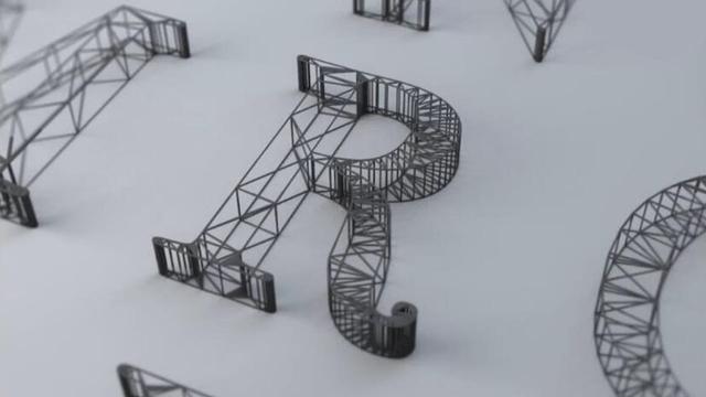 3D线框字体制作教程，C4D中级字体设计教程